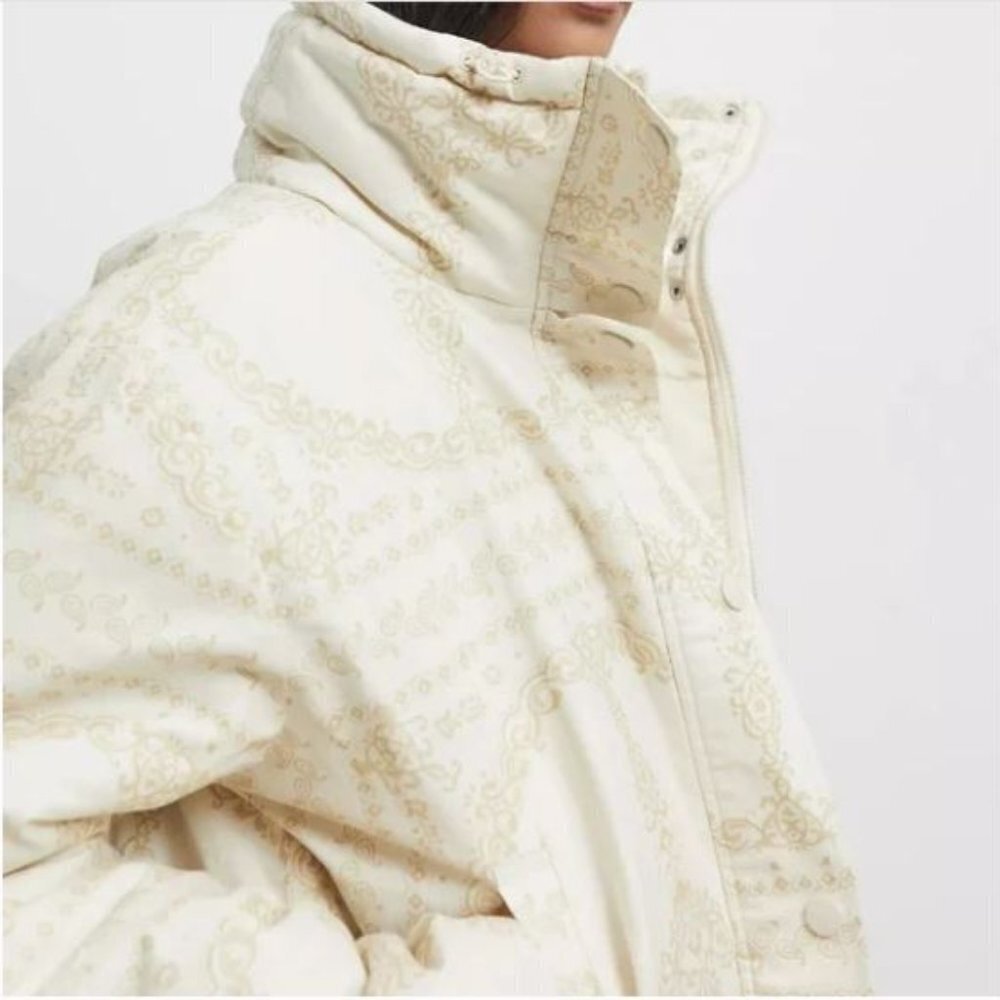Urban Outfitters BDG Ivory Linen Printed Isla Cropped Puffer XS - Picture 4 of 16
